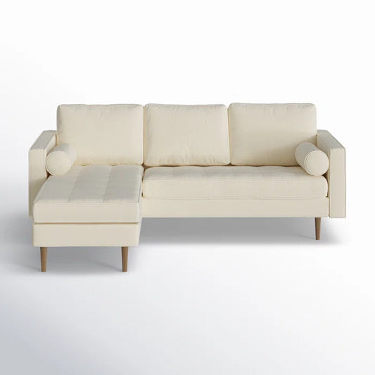 L-Shape Sectional Sofa: 84" Wide Reversible Sofa and Chaise Sectional(Beige Fabric)