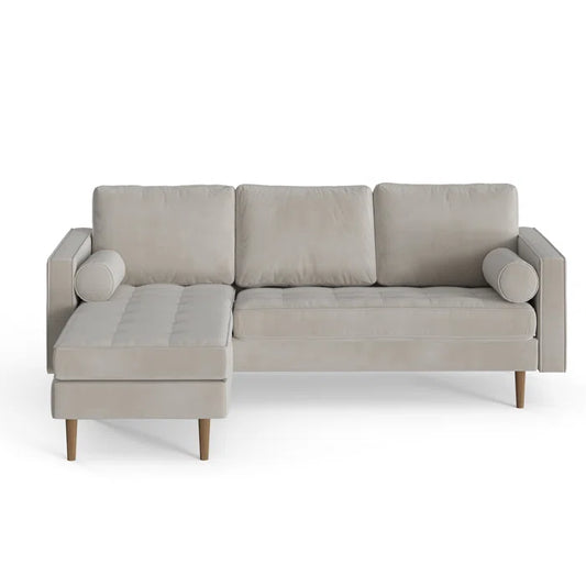 L-Shape Sectional Sofa: 84" Wide Reversible Sofa and Chaise Sectional(Bella Platinum Performance Velvet)