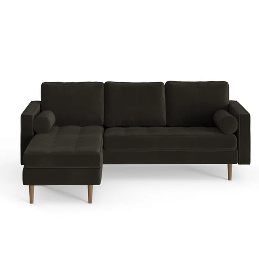 L-Shape Sectional Sofa: 84" Wide Reversible Sofa and Chaise Sectional(Bella Smoke Performance Velvet)