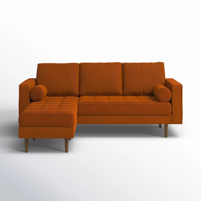 L-Shape Sectional Sofa: 84" Wide Reversible Sofa and Chaise Sectional(Burnt Orange Performance Velvet)