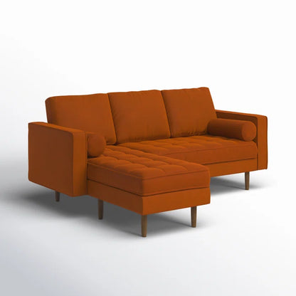 L-Shape Sectional Sofa: 84" Wide Reversible Sofa and Chaise Sectional(Burnt Orange Performance Velvet)