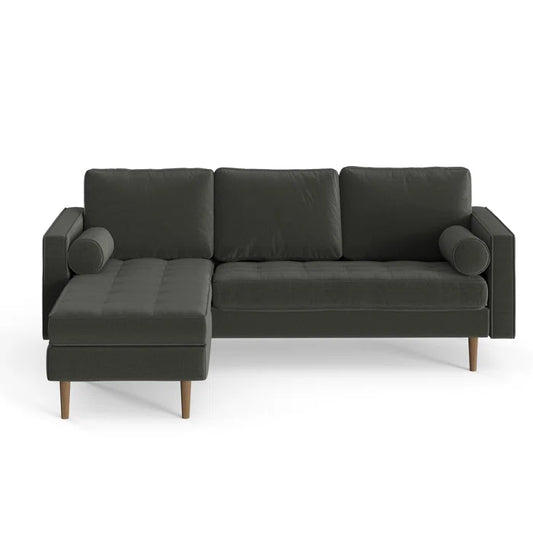 L-Shape Sectional Sofa: 84" Wide Reversible Sofa and Chaise Sectional(Charcoal Fabric)