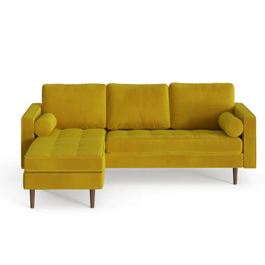L-Shape Sectional Sofa: 84" Wide Reversible Sofa and Chaise Sectional(Gold Performance Velvet)