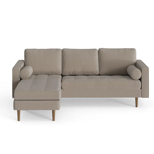 L-Shape Sectional Sofa: 84" Wide Reversible Sofa and Chaise Sectional(Gray Fabric)