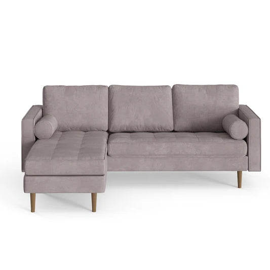 L-Shape Sectional Sofa: 84" Wide Reversible Sofa and Chaise Sectional(Platinum Velvet)