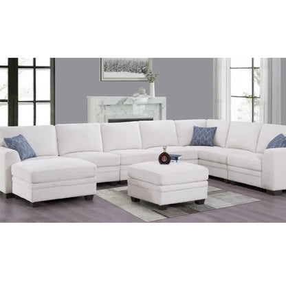 U-Shape Sectional Sofa: 9 - Piece Upholstered Sectional(Beige Corduroy)