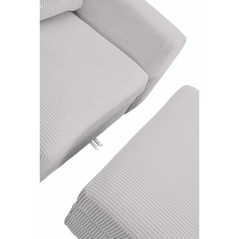 U-Shape Sectional Sofa: 9 - Piece Upholstered Sectional(Beige Corduroy)