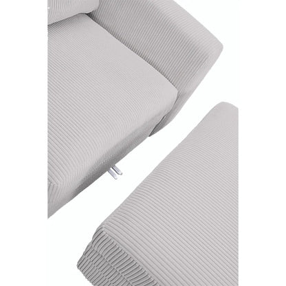 U-Shape Sectional Sofa: 9 - Piece Upholstered Sectional(Beige Corduroy)