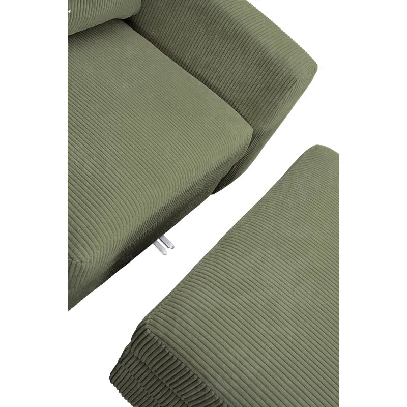 U-Shape Sectional Sofa: 9 - Piece Upholstered Sectional(Green Corduroy)