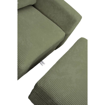 U-Shape Sectional Sofa: 9 - Piece Upholstered Sectional(Green Corduroy)