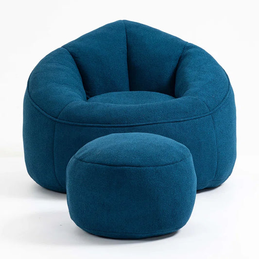 THE CASA ORO® Adult Material Bean Bag Sofa Chair with High Pressure Foam(Blue Microfiber)