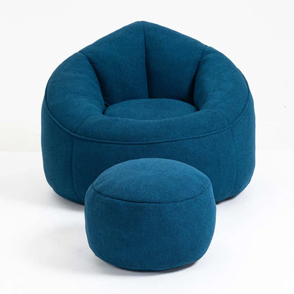 THE CASA ORO® Adult Material Bean Bag Sofa Chair with High Pressure Foam(Blue Microfiber)