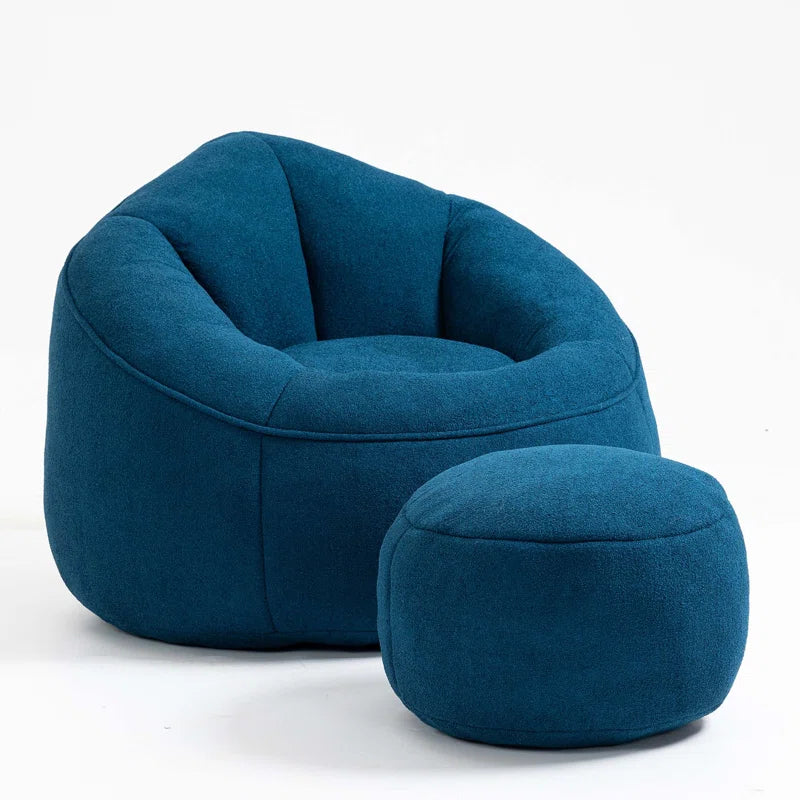THE CASA ORO® Adult Material Bean Bag Sofa Chair with High Pressure Foam(Blue Microfiber)