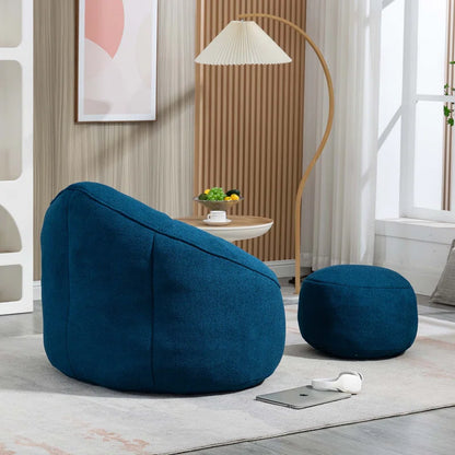 THE CASA ORO® Adult Material Bean Bag Sofa Chair with High Pressure Foam(Blue Microfiber)