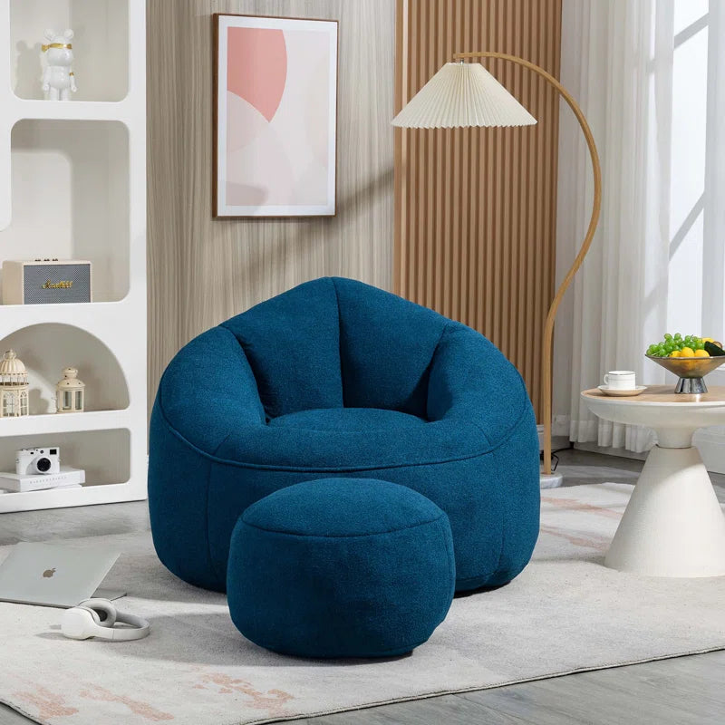 THE CASA ORO® Adult Material Bean Bag Sofa Chair with High Pressure Foam(Blue Microfiber)
