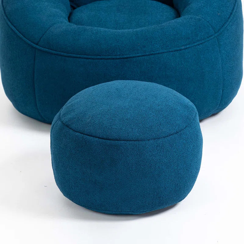 THE CASA ORO® Adult Material Bean Bag Sofa Chair with High Pressure Foam(Blue Microfiber)