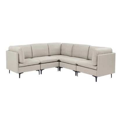 L Shape Sectional Sofa: 5 Piece Corner Sectional (Almond Linen Blend)