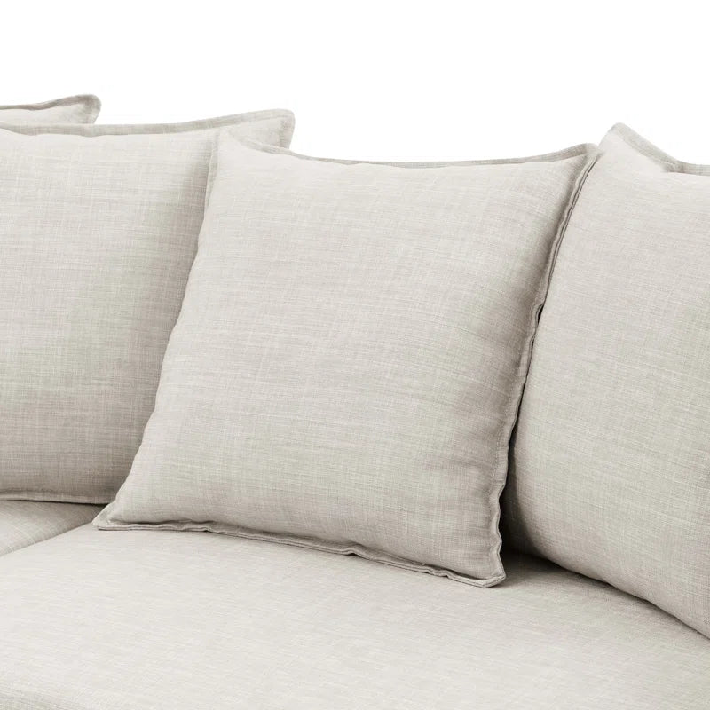 L- Shape Sectional Sofa: 4 - Piece Upholstered Sectional Sleeper Sofa Bed(Almond Linen Blend)