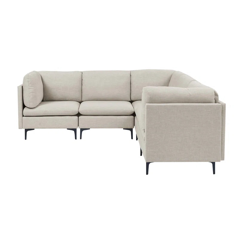 L Shape Sectional Sofa: 5 Piece Corner Sectional (Almond Linen Blend)