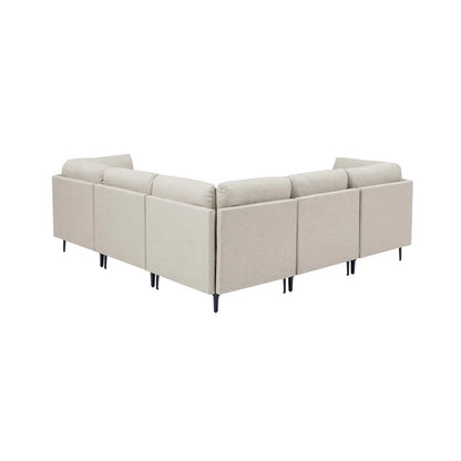 L Shape Sectional Sofa: 5 Piece Corner Sectional (Almond Linen Blend)