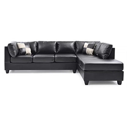 L-Shape Sectional Sofa: Atlantis Reversible Sectional(Faux Leather Black)