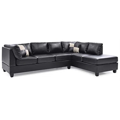 L-Shape Sectional Sofa: Atlantis Reversible Sectional(Faux Leather Black)