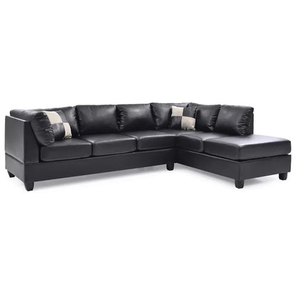 L-Shape Sectional Sofa: Atlantis Reversible Sectional(Faux Leather Black)