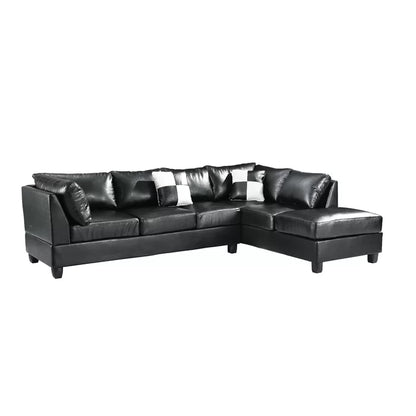 L-Shape Sectional Sofa: Atlantis Reversible Sectional(Faux Leather Black)