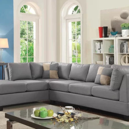 L-Shape Sectional Sofa: Atlantis Reversible Sectional(Faux Leather Gray)