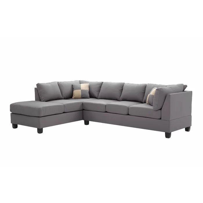 L-Shape Sectional Sofa: Atlantis Reversible Sectional(Faux Leather Gray)