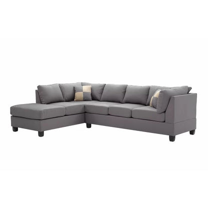 L-Shape Sectional Sofa: Atlantis Reversible Sectional(Faux Leather Gray)