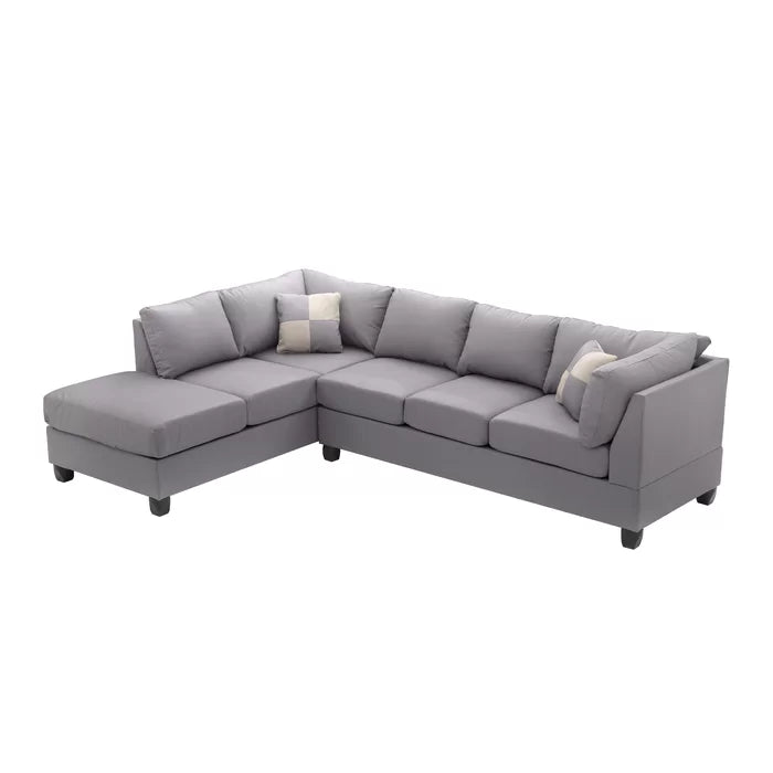 L-Shape Sectional Sofa: Atlantis Reversible Sectional(Faux Leather Gray)