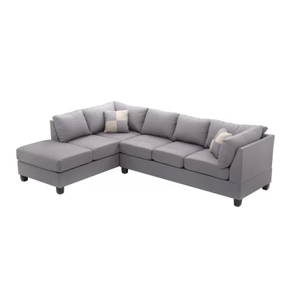 L-Shape Sectional Sofa: Atlantis Reversible Sectional(Faux Leather Gray)