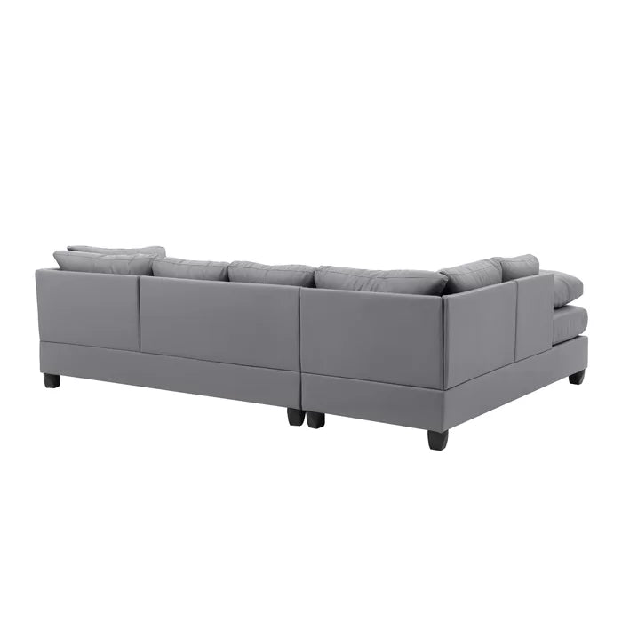 L-Shape Sectional Sofa: Atlantis Reversible Sectional(Faux Leather Gray)