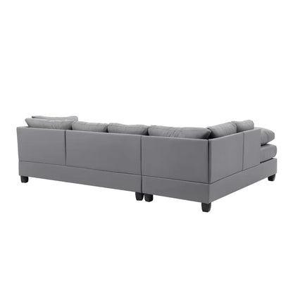 L-Shape Sectional Sofa: Atlantis Reversible Sectional(Faux Leather Gray)