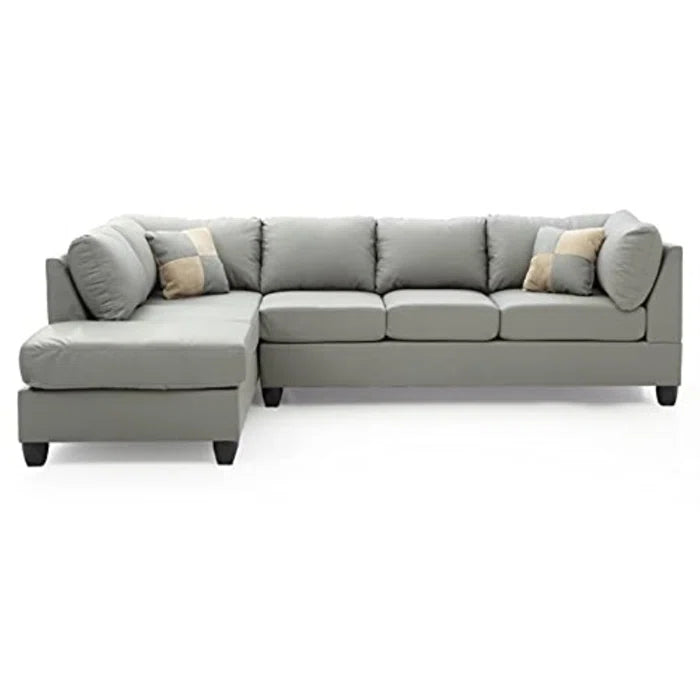 L-Shape Sectional Sofa: Atlantis Reversible Sectional(Faux Leather Gray)