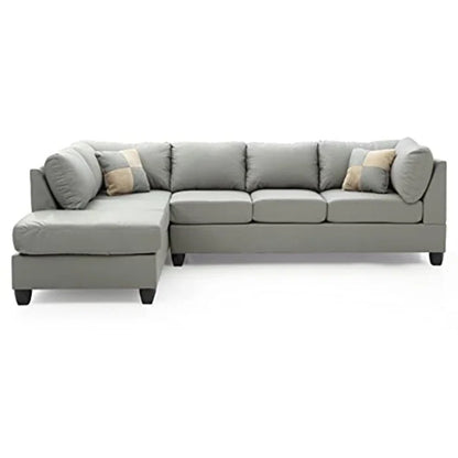 L-Shape Sectional Sofa: Atlantis Reversible Sectional(Faux Leather Gray)