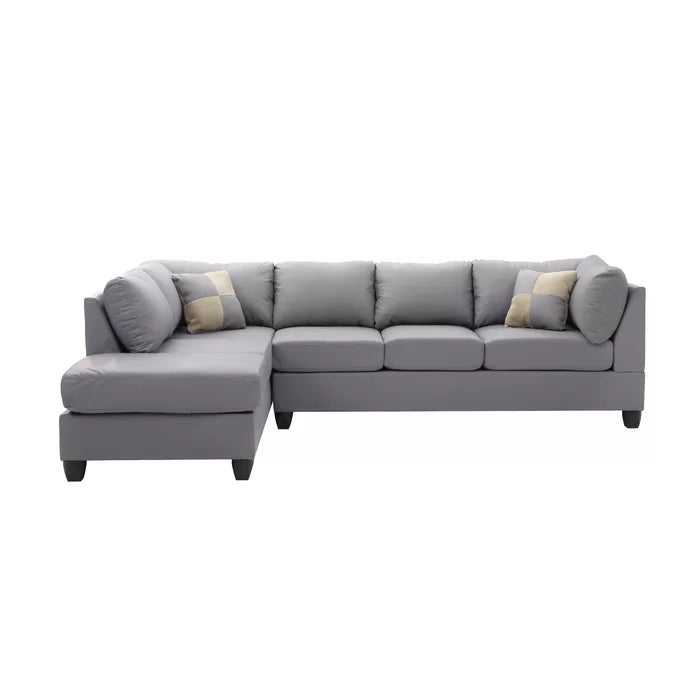 L-Shape Sectional Sofa: Atlantis Reversible Sectional(Faux Leather Gray)
