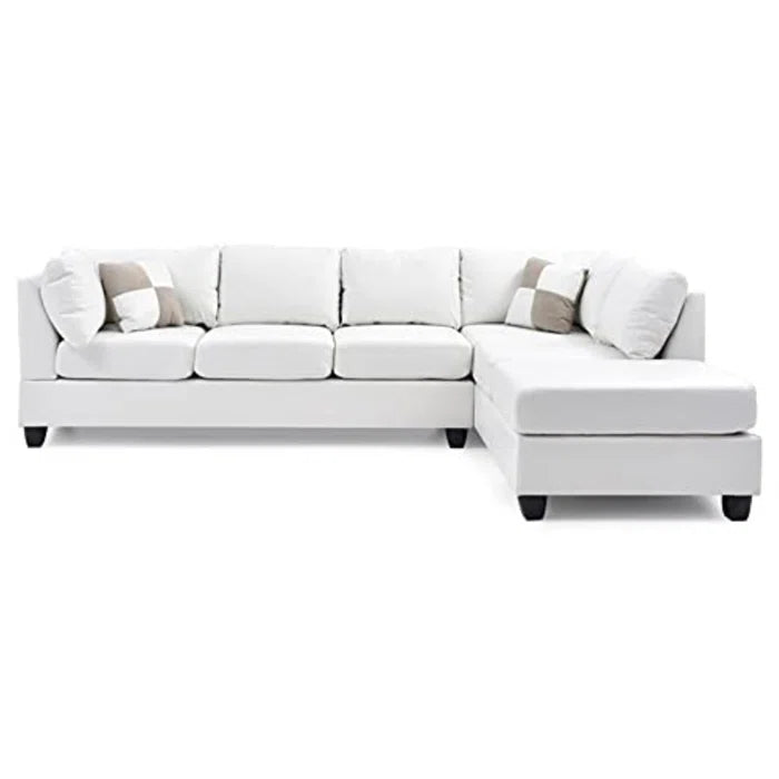 L-Shape Sectional Sofa: Atlantis Reversible Sectional(Faux Leather White)