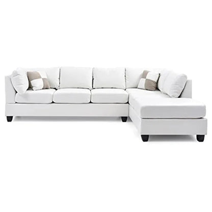 L-Shape Sectional Sofa: Atlantis Reversible Sectional(Faux Leather White)