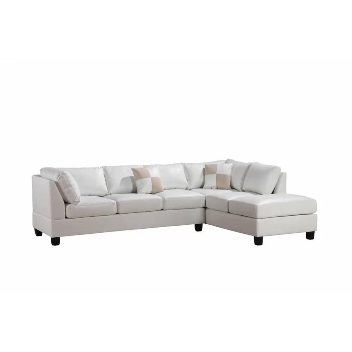 L-Shape Sectional Sofa: Atlantis Reversible Sectional(Faux Leather White)