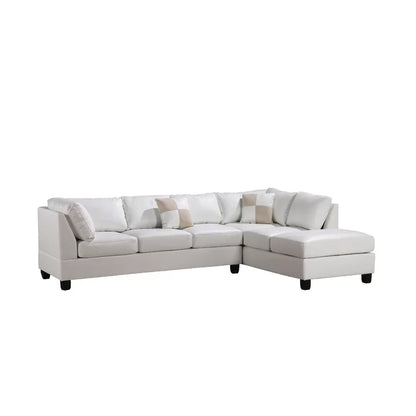 L-Shape Sectional Sofa: Atlantis Reversible Sectional(Faux Leather White)
