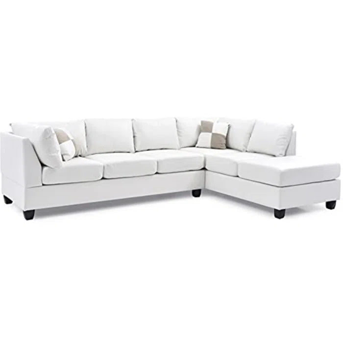L-Shape Sectional Sofa: Atlantis Reversible Sectional(Faux Leather White)