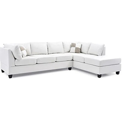 L-Shape Sectional Sofa: Atlantis Reversible Sectional(Faux Leather White)