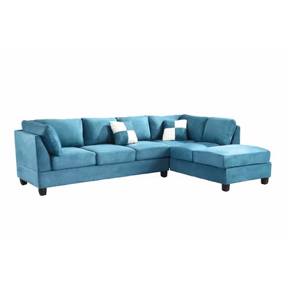 L-Shape Sectional Sofa: Atlantis Reversible Sectional(Suede Aqua)