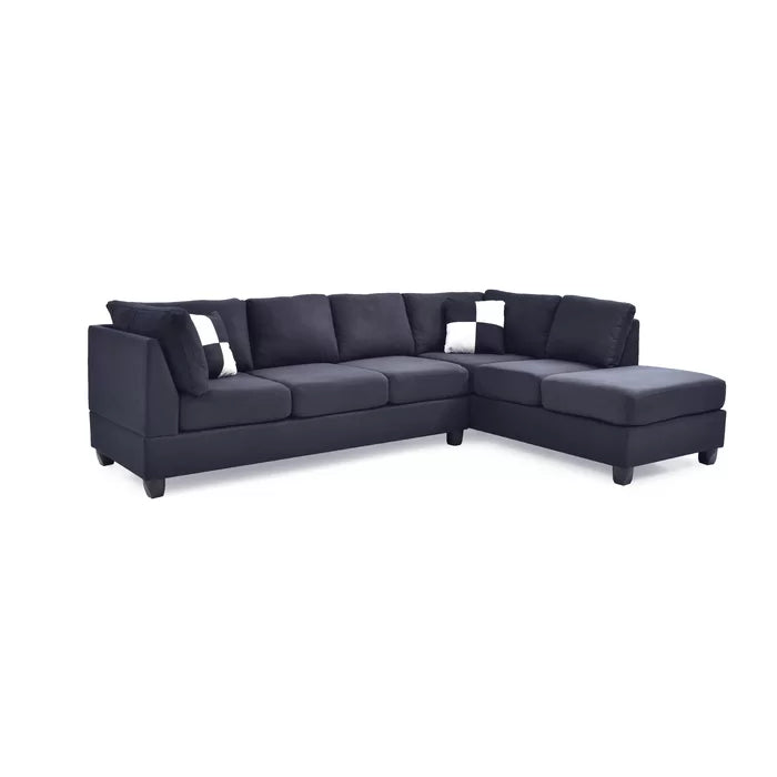 THE CASA ORO® L-Shape Sofa: Atlantis Reversible Sectional(Suede Black)