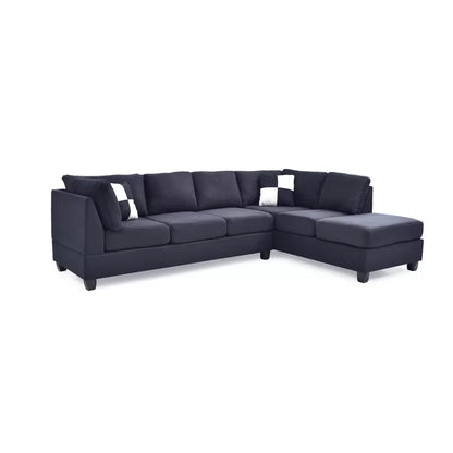 THE CASA ORO® L-Shape Sofa: Atlantis Reversible Sectional(Suede Black)