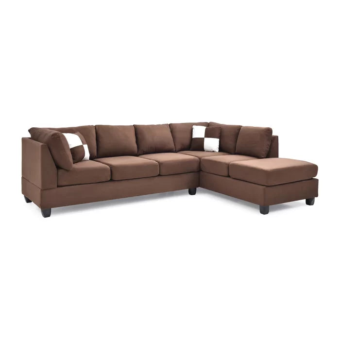 L-Shape Sectional Sofa: Atlantis Reversible Sectional(Suede Chocolate)