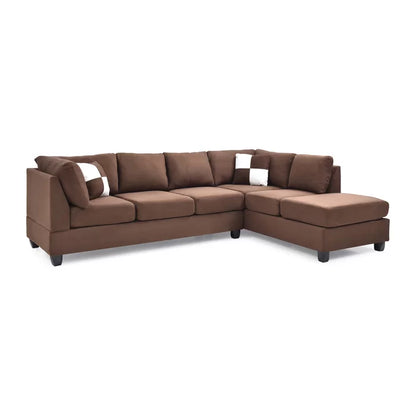 L-Shape Sectional Sofa: Atlantis Reversible Sectional(Suede Chocolate)