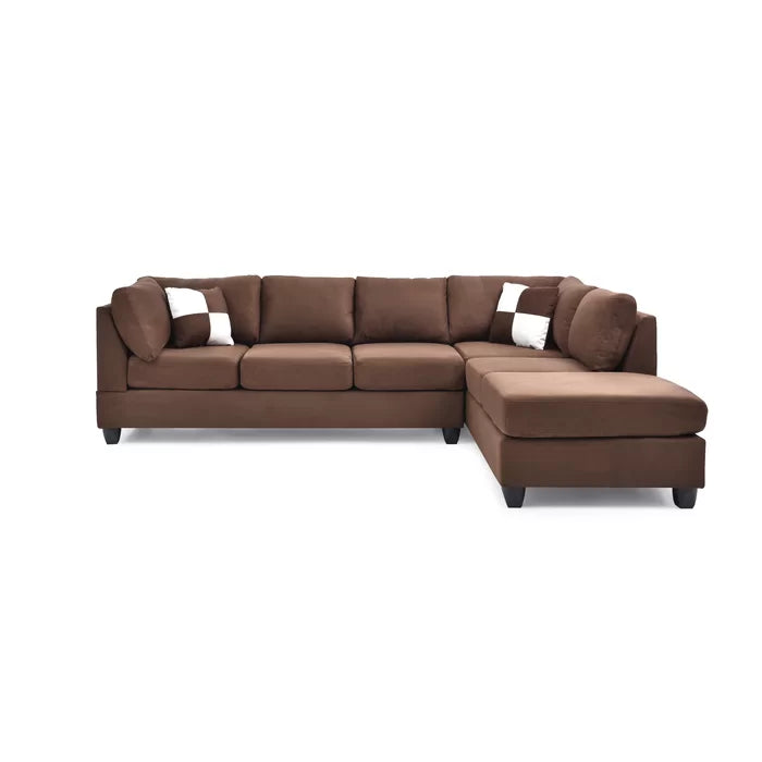L-Shape Sectional Sofa: Atlantis Reversible Sectional(Suede Chocolate)